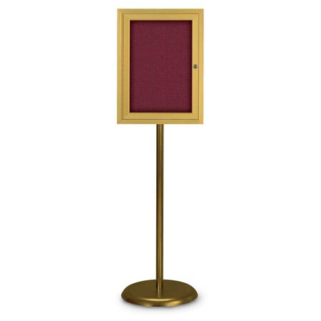 United Visual Products Corkboard, Double Door, Radius Frame, 60x36", Gold/Amethyst UV7004-GOLD-AMETHY